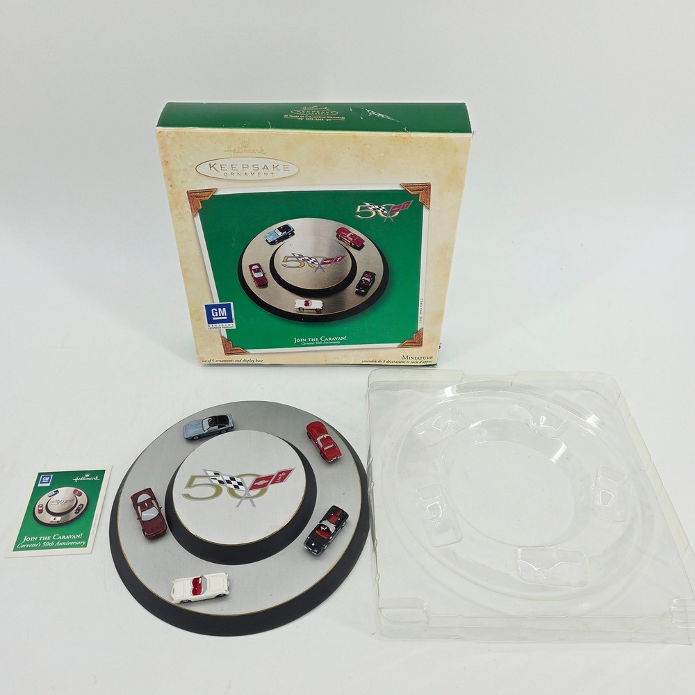 Hallmark Keepsake Corvette 50th Anniversary Caravan Christmas Ornament Complete